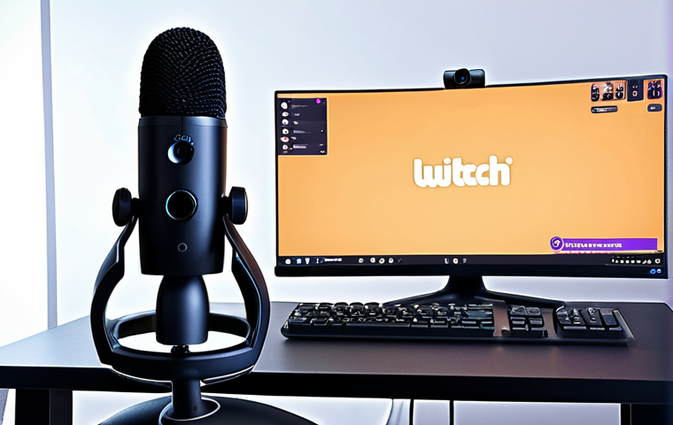 The Ideal Streaming Setup**
*Prompt:* A brightly lit, modern streaming setup. Focus on a Logitech Brio webcam capturing a friendly streamer (male or female, your choice). Show a Blue Yeti microphone prominently displayed. Include a softbox or ring light creating flattering lighting. Background should be a stylized gaming room with subtle branding. Emphasize the professional, clean look. Resolution 4k.
*Keywords:* Twitch setup, streaming equipment, Logitech Brio, Blue Yeti, ring light, gaming room, professional streamer.
**