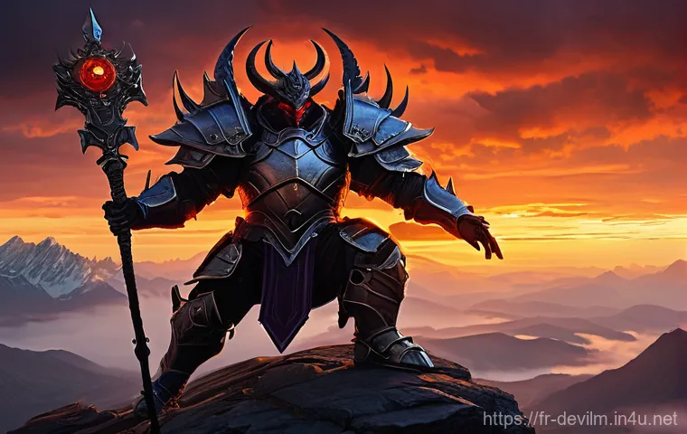 데블 M 탈것 정보 및 획득법 - **Prompt:** A majestic and fearsome fantasy mount, the "Devil M Mount," standing regally in a dimly ...