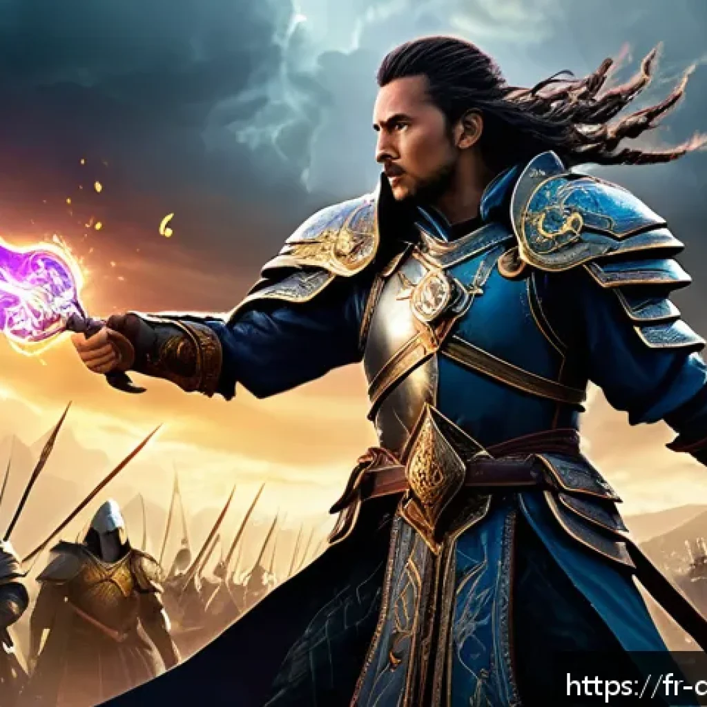 데블 M 클래스 밸런스 변경 사항 - A detailed fantasy battle scene featuring a mage character clad in ornate, intricate armor with glow...