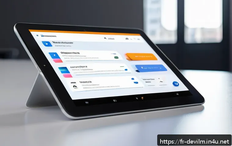 데블 M 크로스 플랫폼 지원 - A modern smartphone and tablet displaying a sleek, responsive user interface of a cross-platform app...
