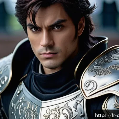 Home 32 데블 M 캐릭터별 인기 코스프레 - A highly detailed cosplay portrait of the main hero from Devil M, featuring intricate armor with rea...