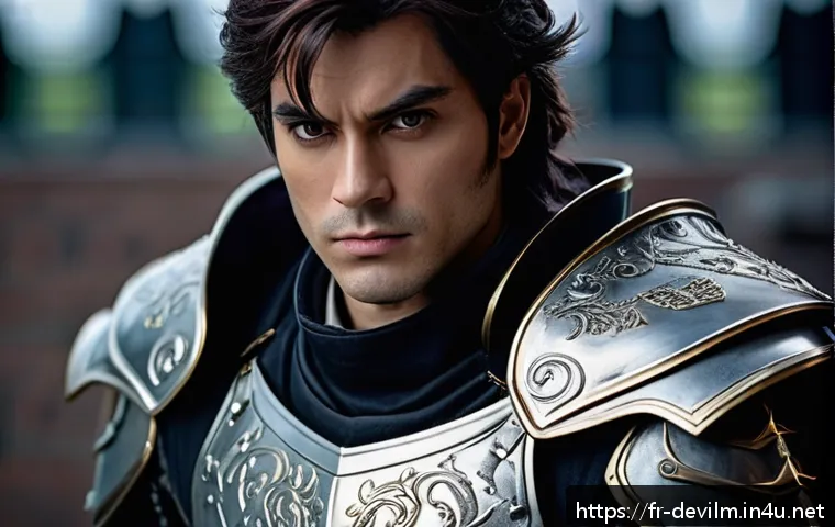 데블 M 캐릭터별 인기 코스프레 - A highly detailed cosplay portrait of the main hero from Devil M, featuring intricate armor with rea...